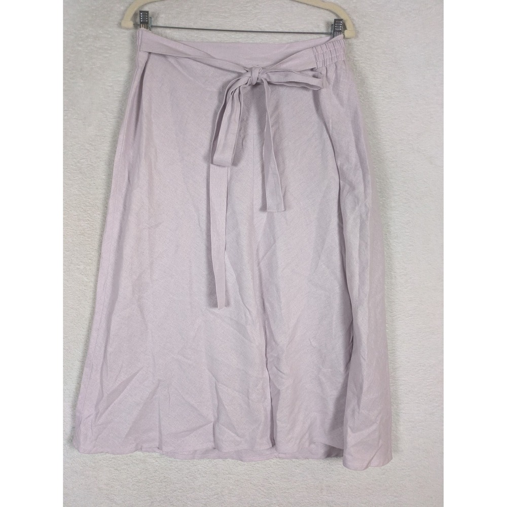 Roz & Ali Skirt Women's 1X Lavender Linen Blend Midi Tie Waist Elastic Back